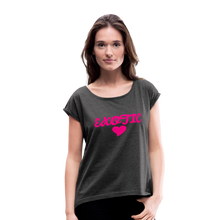Load image into Gallery viewer, Women's Roll Cuff T-Shirt - heather black