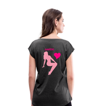 Load image into Gallery viewer, Women's Roll Cuff T-Shirt - heather black