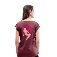 Load image into Gallery viewer, Women's Roll Cuff T-Shirt - heather burgundy
