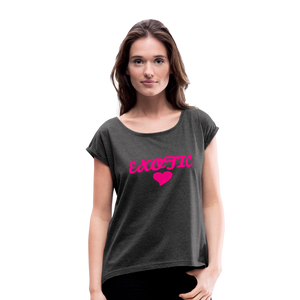 Women's Roll Cuff T-Shirt - heather black