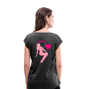 Women's Roll Cuff T-Shirt - heather black