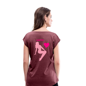 Women's Roll Cuff T-Shirt - heather burgundy