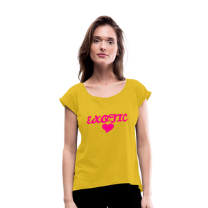 Women's Roll Cuff T-Shirt - mustard yellow
