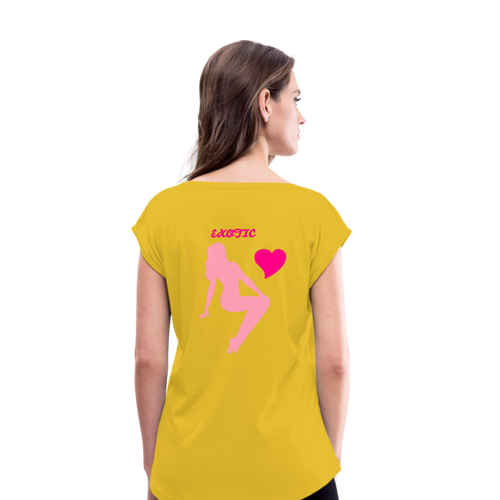 Women's Roll Cuff T-Shirt - mustard yellow
