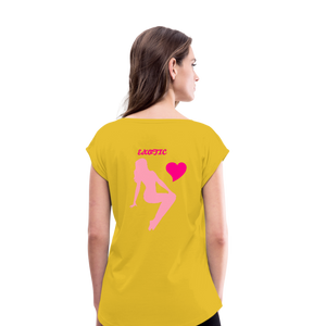 Women's Roll Cuff T-Shirt - mustard yellow