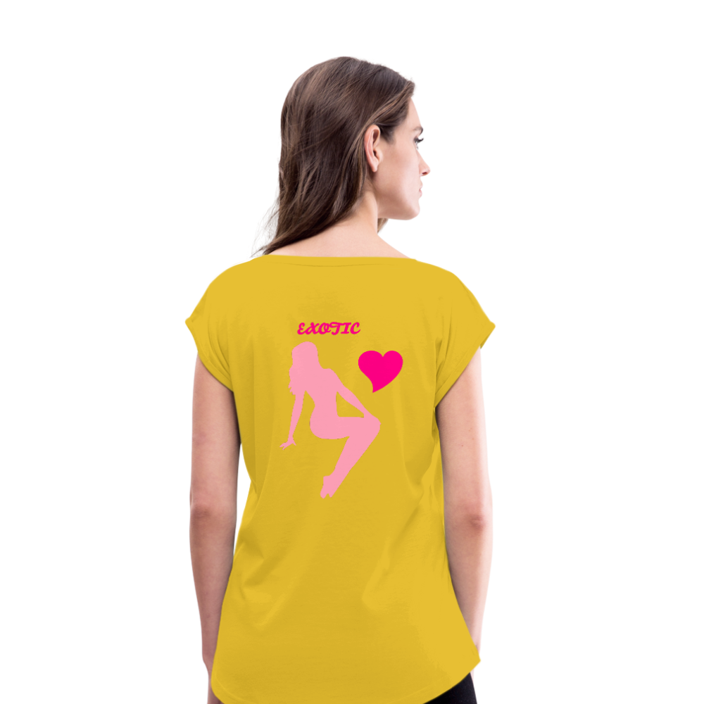 Women's Roll Cuff T-Shirt - mustard yellow